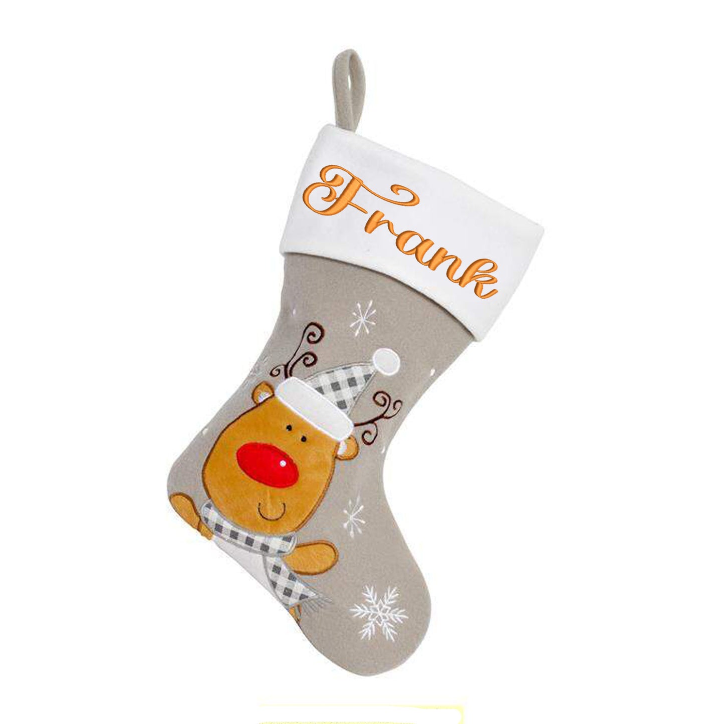 Personalised Embroidered Grey Christmas Santa Stocking with Name  - Always Looking Good -   