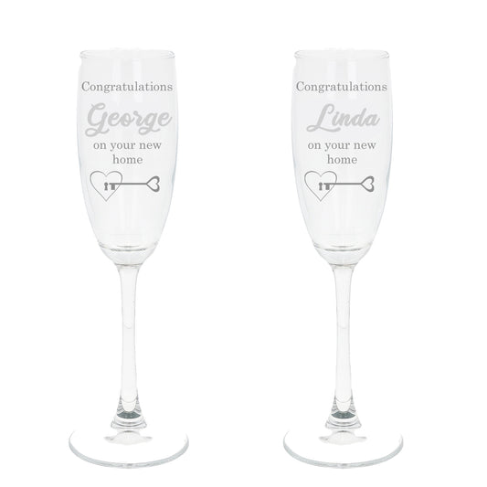 Personalised Engraved New Home Champagne Glass Set of Two Glasses  - Always Looking Good -   