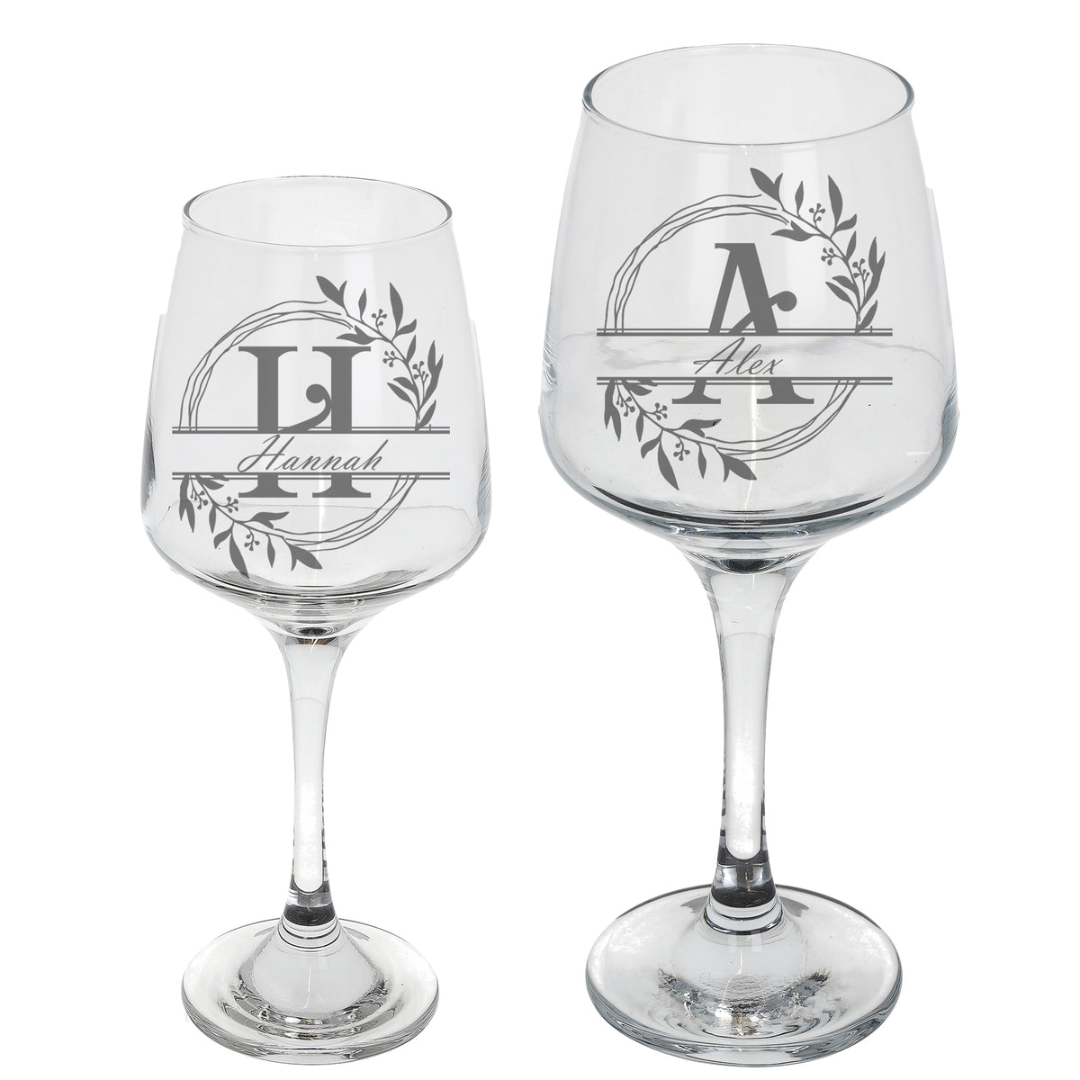 Personalised Engraved Initial Monogram Wine Glass Gift  - Always Looking Good -   Floral wine glasses