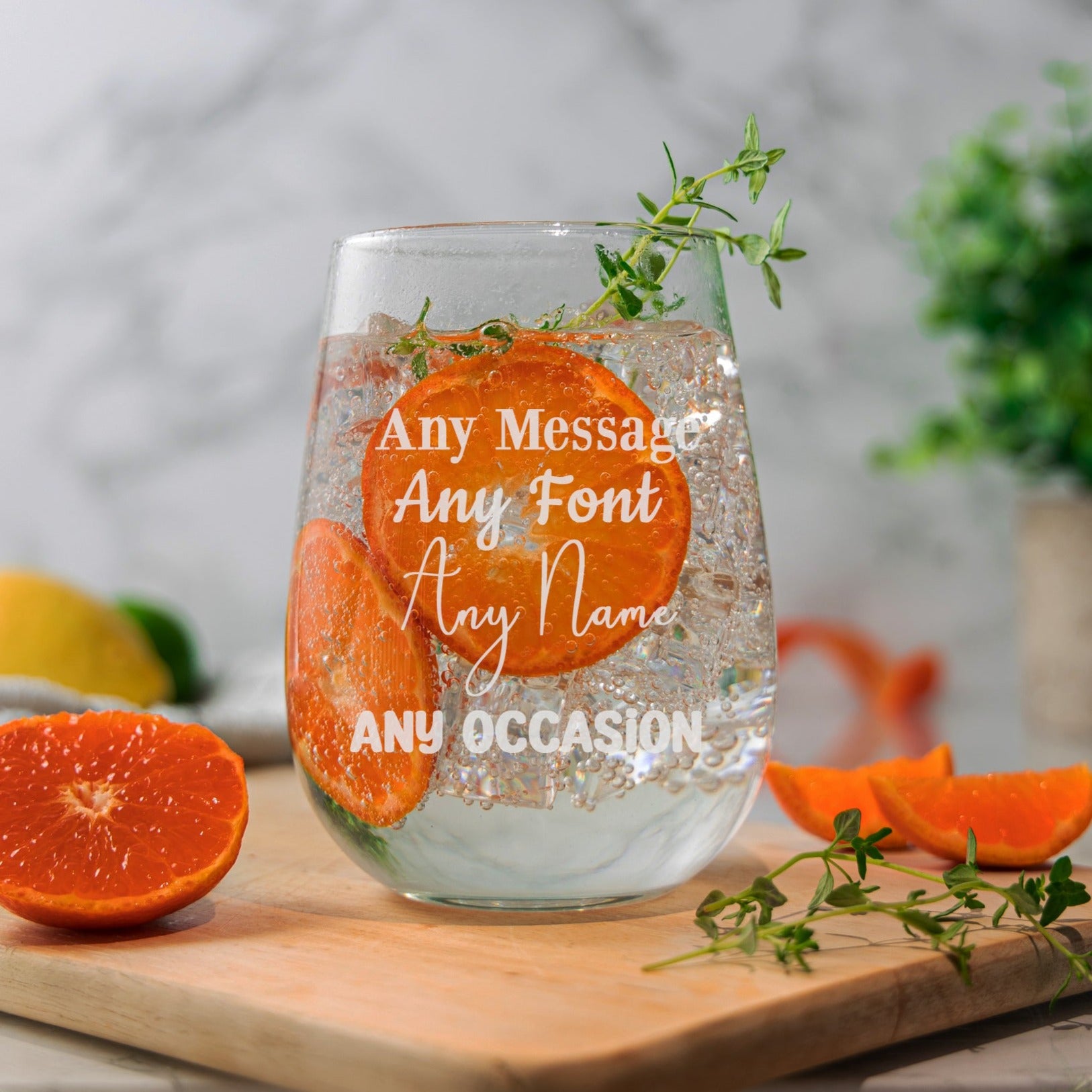 Create Your Own Stemless Personalised Engraved Stemless Wine Glass  - Always Looking Good -   