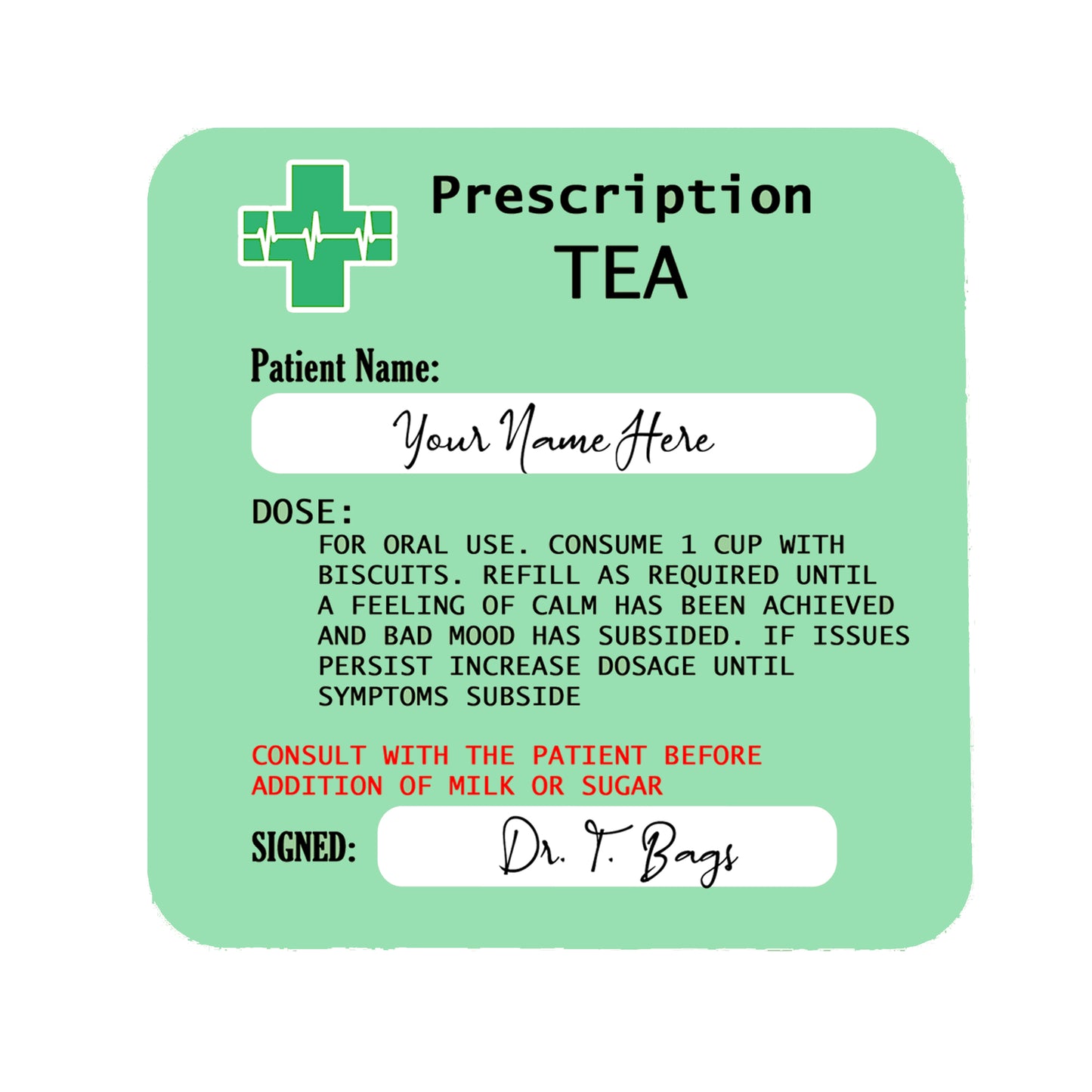 Personalised Prescription Tea Mug and Coaster Filled Gift Set  - Always Looking Good -   