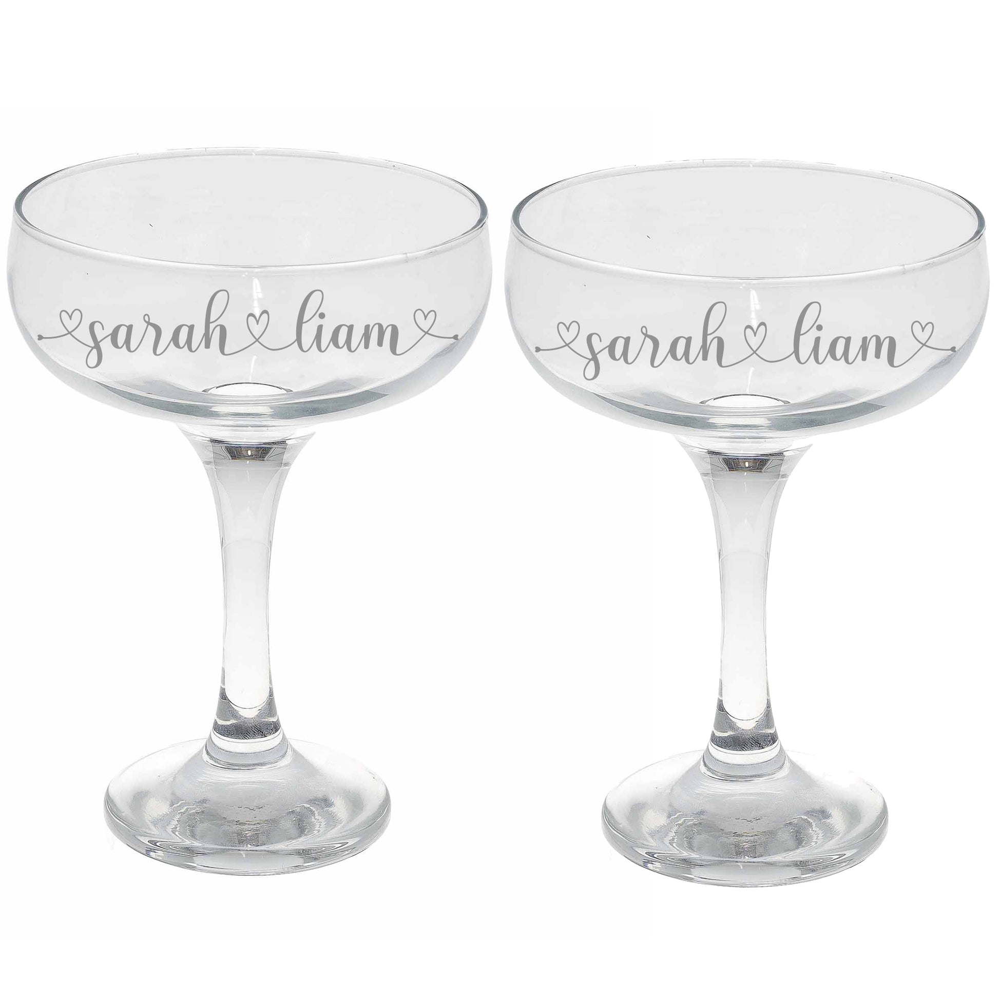 Personalised Engraved Heart and Name Champagne Saucer  - Always Looking Good -   