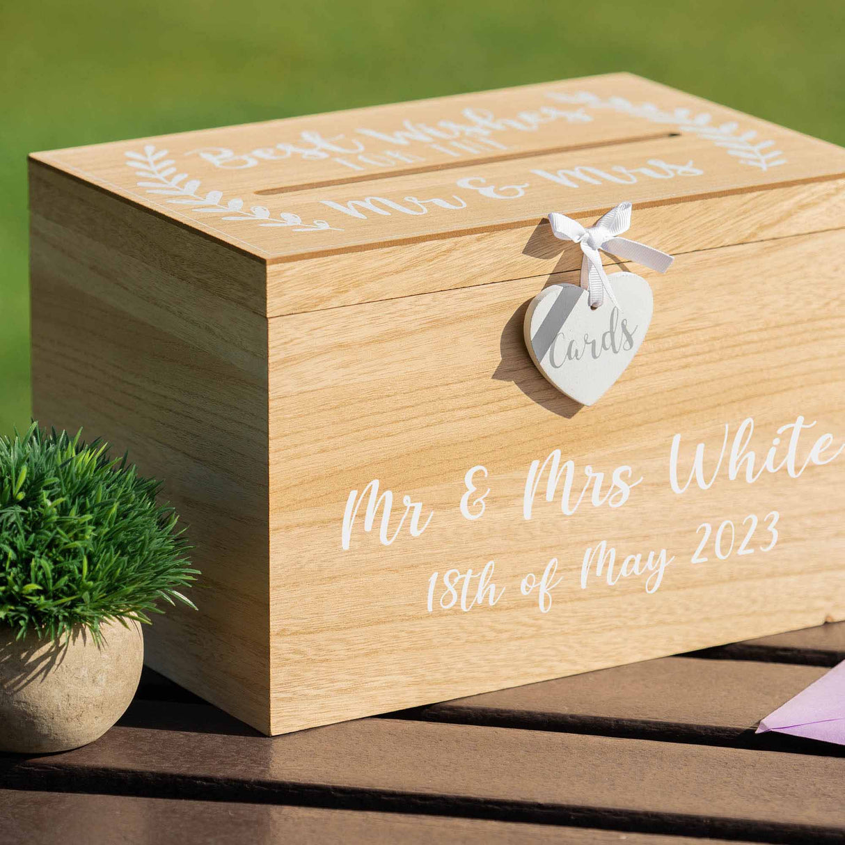 Personalised Wedding Card Box – Wooden Memory Keepsake- Always Looking Good -   