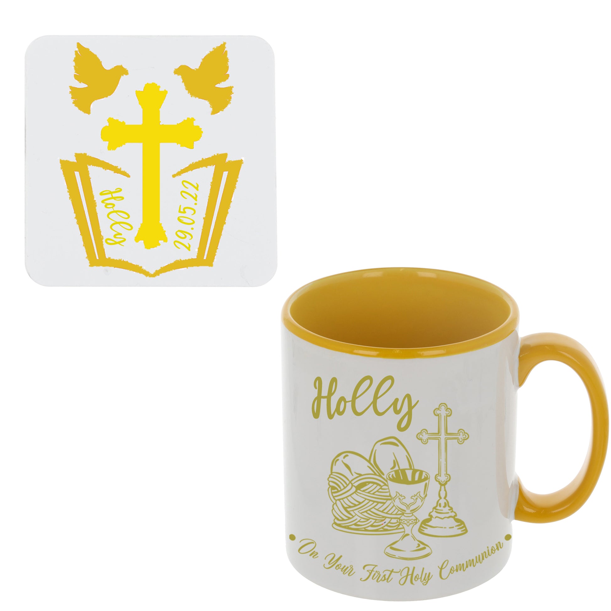 Personalised First Holy Communion Mug & Coaster Set  - Always Looking Good -   