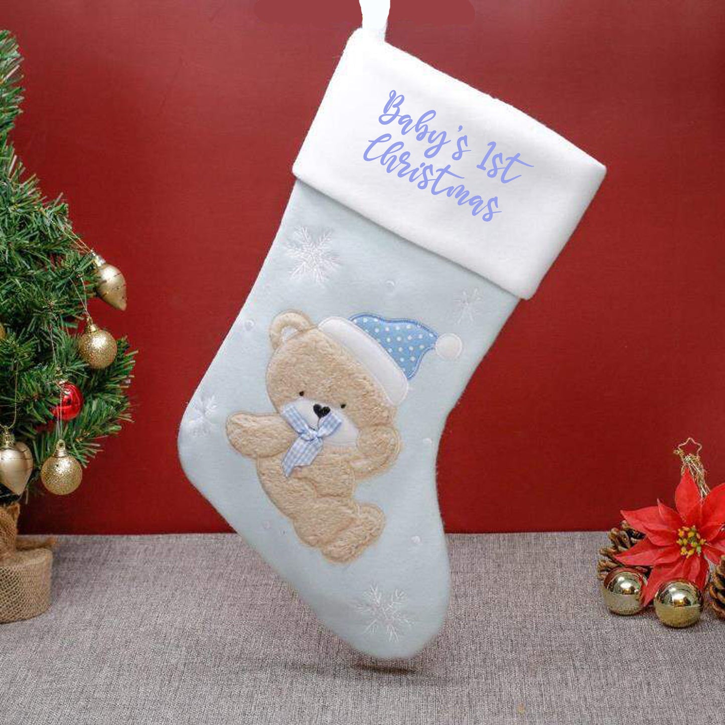 Personalised Baby's 1st Christmas Bear Stocking Sentimental Keepsake  - Always Looking Good -   