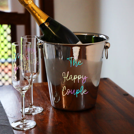 Personalised Champagne Ice Bucket With Matching Champagne Glasses (Any Text Any Font)
 - Always Looking Good -   