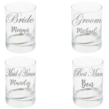 Personalised Engraved Bridal Party Shot Glass Set x4  - Always Looking Good -   