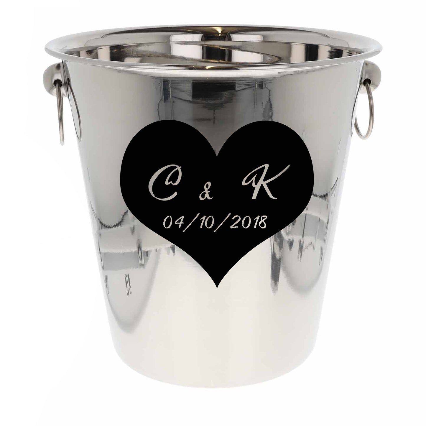 Personalised Heart Design Ice Bucket With Matching Champagne Glasses With Name and Date  - Always Looking Good - Ice Bucket Only  