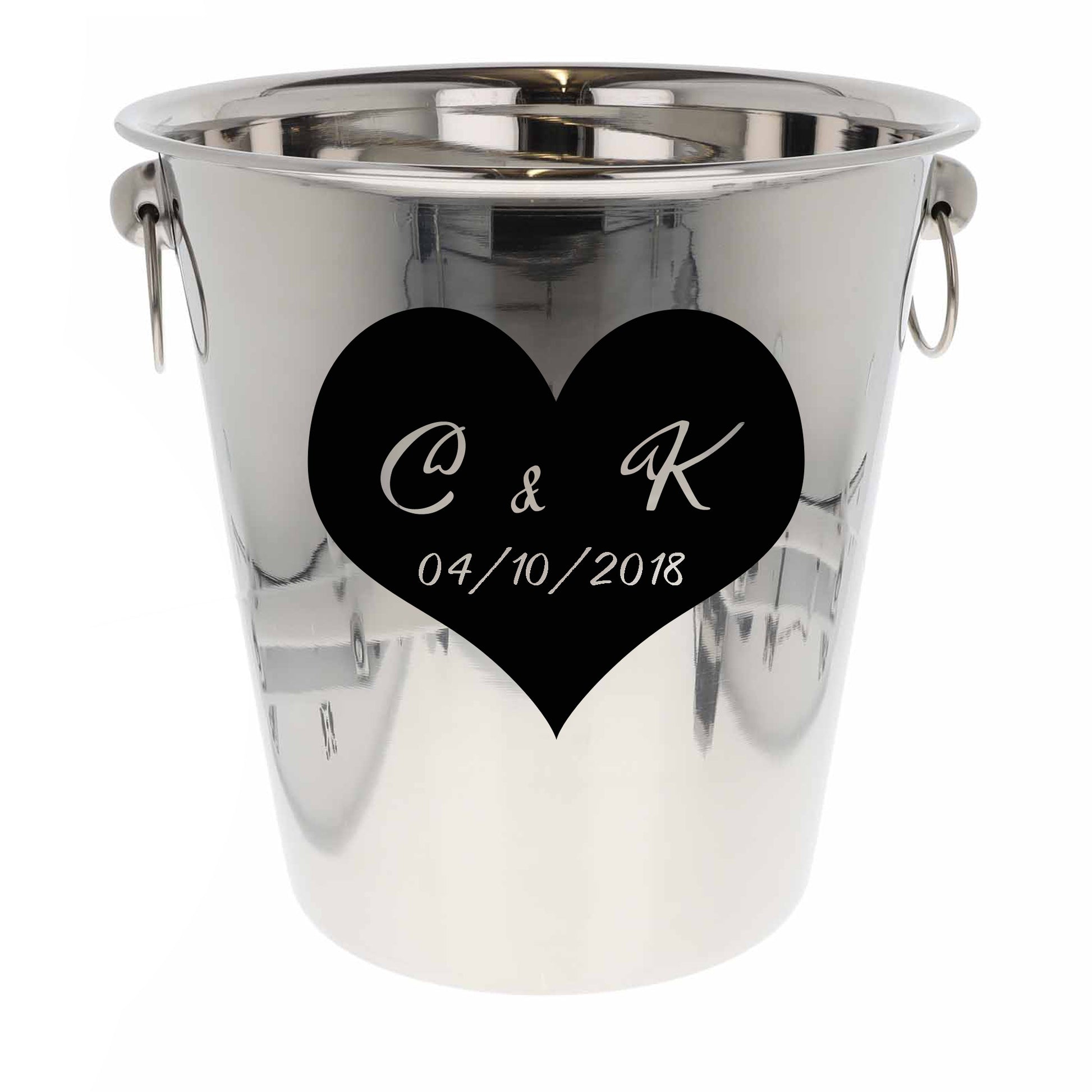 Personalised Heart Design Ice Bucket With Matching Champagne Glasses With Name and Date  - Always Looking Good - Ice Bucket Only  