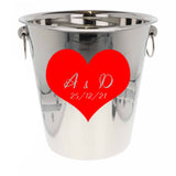 Personalised Heart Design Ice Bucket With Matching Champagne Glasses With Name and Date  - Always Looking Good -   