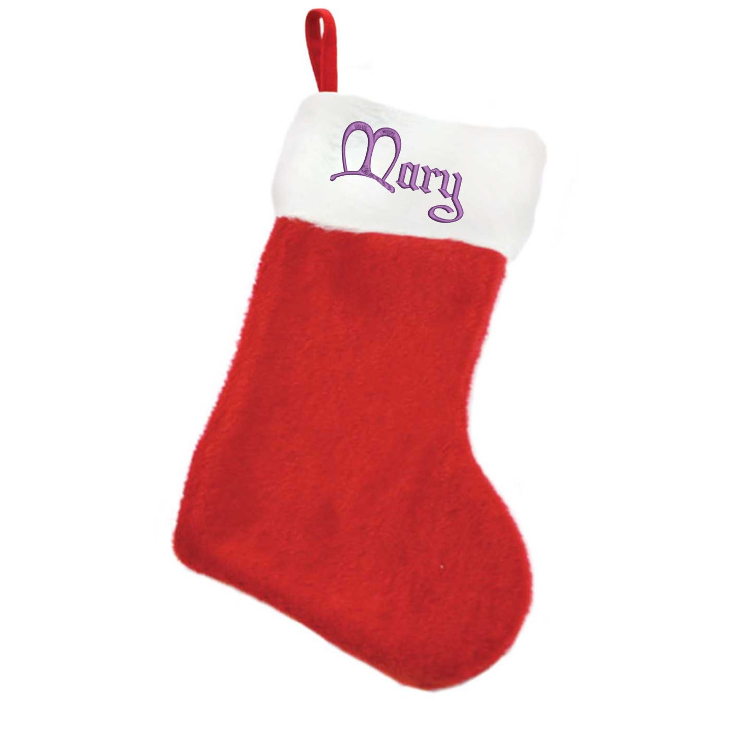 Personalised Luxury Plush Red Any Name Embroidered Christmas Stocking  - Always Looking Good -   