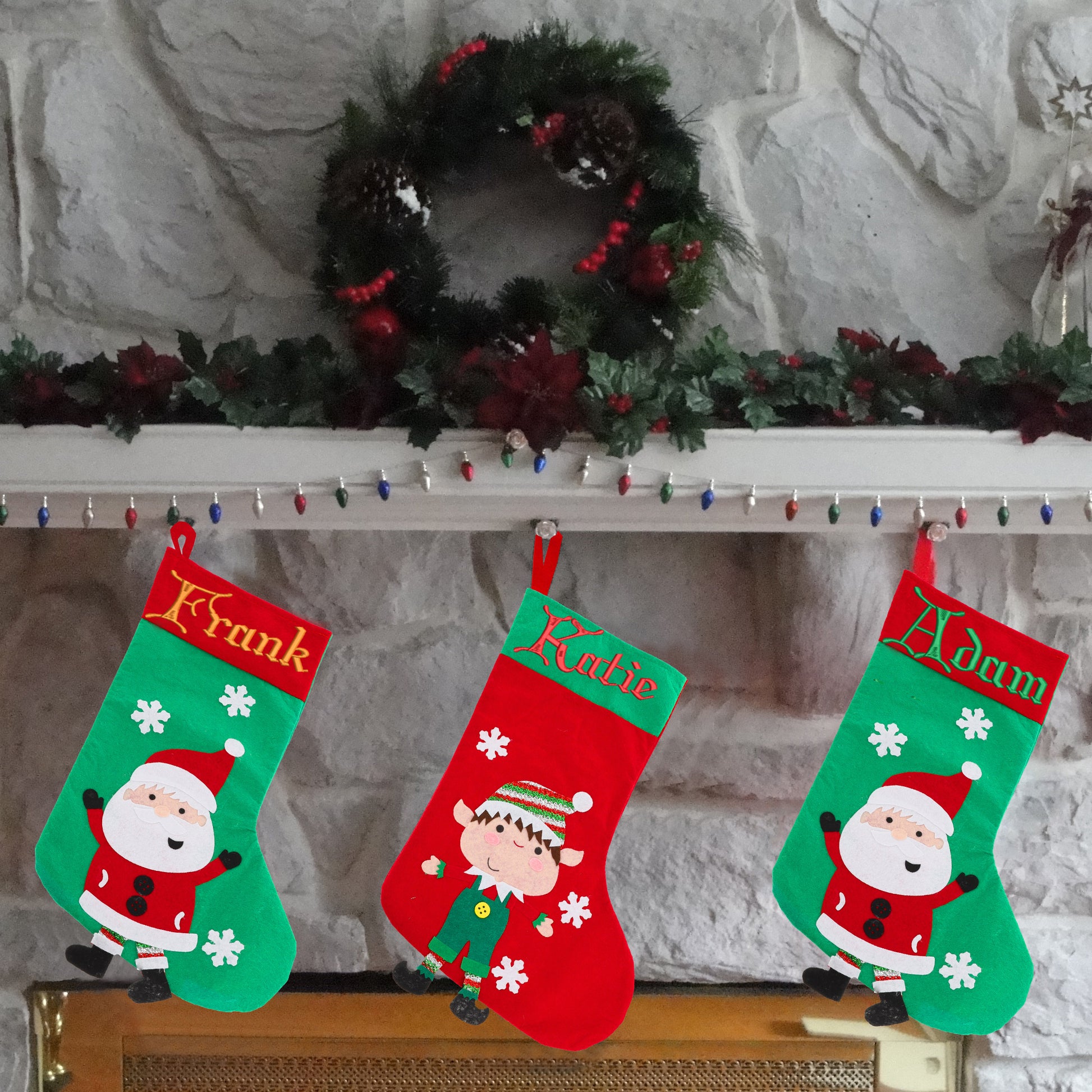 Embroidered Personalised Christmas Stocking With Santa Or Elf Design  - Always Looking Good -   